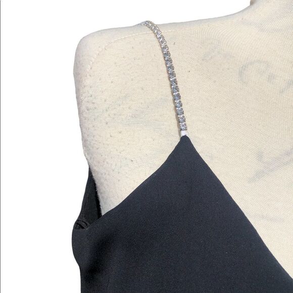 Vintage Dave & Johnny Rhinestone Strap Low Back Bias Cut Little Black Dress - Picture 8 of 16